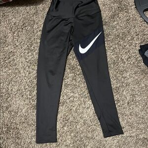 Nike Black' Leggings with White Swoosh Accent